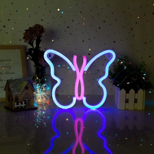 LED neónové svetlo Wanxing v tvare motýľa 23x19cm