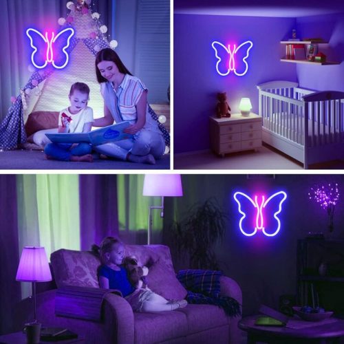 LED neónové svetlo Wanxing v tvare motýľa 23x19cm