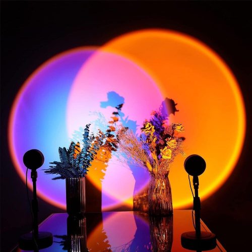 GTTFAE Lampa Západ Slnka – LED svetlo nálady, nastaviteľné tienidlo s gradientnou modrou farbou