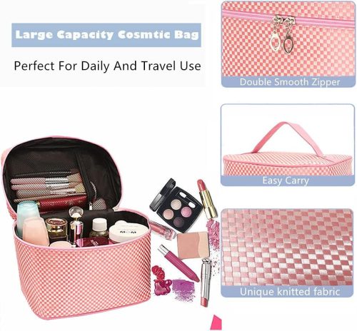 NuAngela kozmetická taštička (ružová kockovaná)