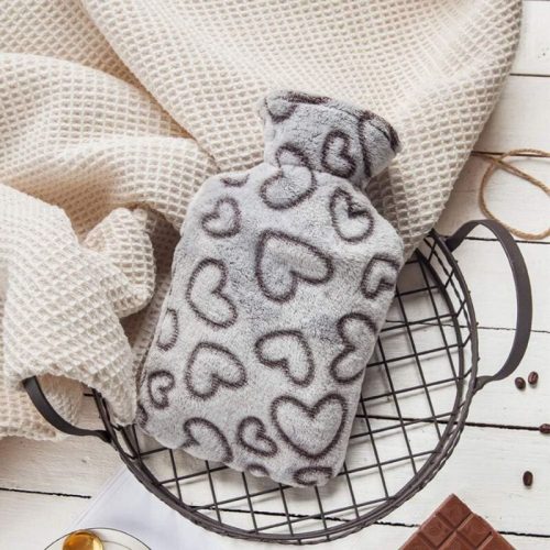 Fľaša na vodu SEPTAM v tvare srdca – 1 l, mäkký plyšový obal