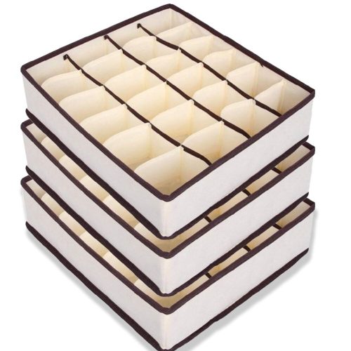 Skladací organizér do zásuviek Yorgewd (sivobiela, 3ks/balenie)