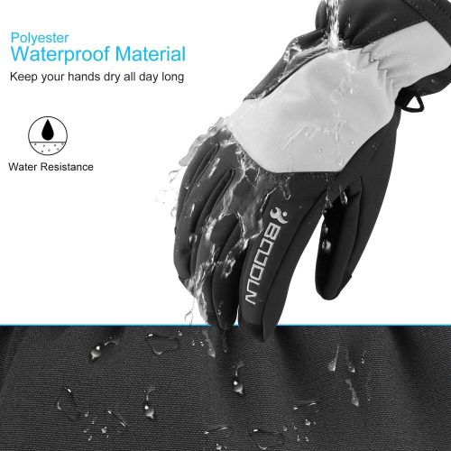 Zimné lyžiarske rukavice BOODUN nepremokavé a vetruodolné, veľkosť L – čierno-biele, zateplené
