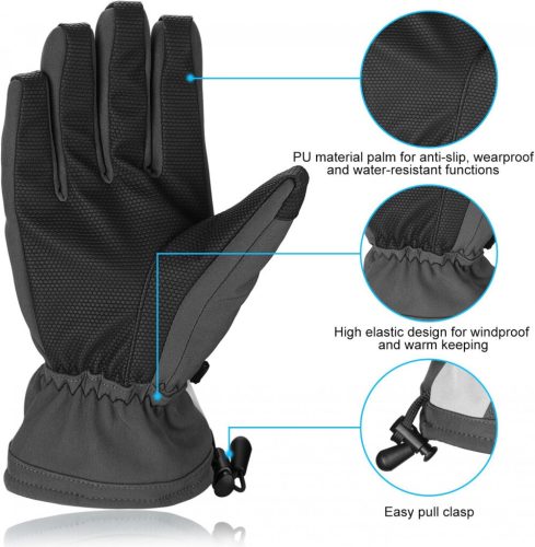 Zimné lyžiarske rukavice BOODUN nepremokavé a vetruodolné, veľkosť L – čierno-biele, zateplené