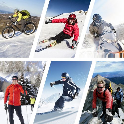 Zimné lyžiarske rukavice BOODUN nepremokavé a vetruodolné, veľkosť L – čierno-biele, zateplené