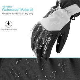   Lyžiarske rukavice BOODUN M – vodeodolné a vetruodolné, čierno-biele, steplou podšívkou