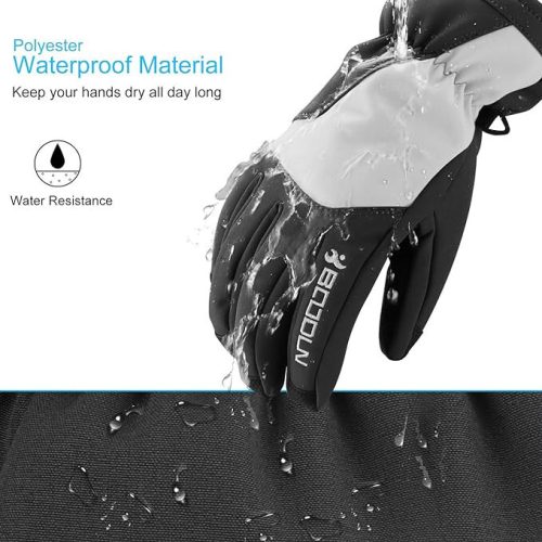 Lyžiarske rukavice BOODUN M – vodeodolné a vetruodolné, čierno-biele, steplou podšívkou