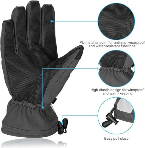 Lyžiarske rukavice BOODUN M – vodeodolné a vetruodolné, čierno-biele, steplou podšívkou