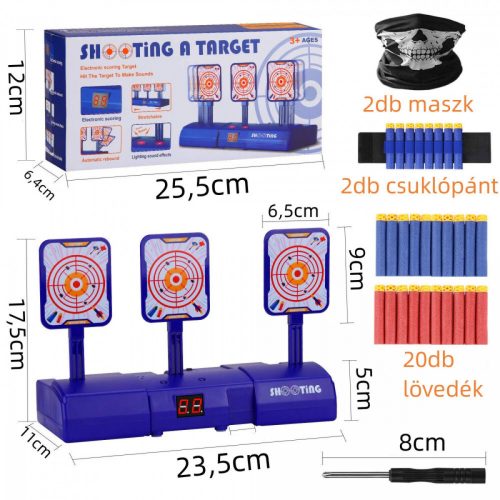 STRELECKÁ Trojitá terčová doska pre deti – na batérie, so zobrazením skóre, pre detské zbrane