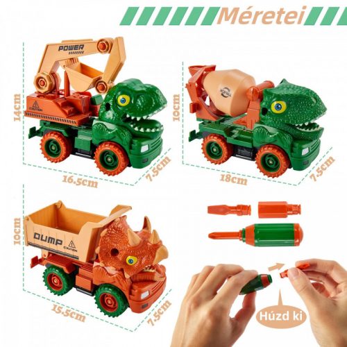 ToeyPlay Hračka Dinosaurus Stavebné stroje 3 ks.