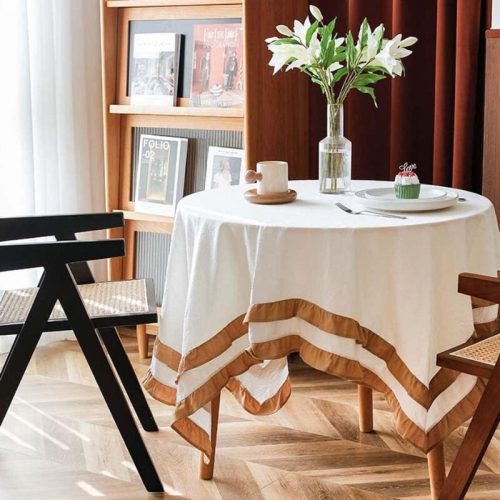 Foxace, Biely, Škandinávsky štýl, obrus s volánmi (140x180 cm)