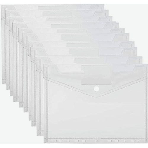 10-dielna sada vkladateľných priehľadných plastových priečinkov – úložisko a organizér na dokumenty