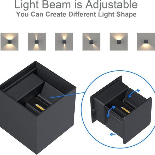 K-Bright LED vonkajšia nástenná lampa 12W, IP65 vodeodolná, antracitová, teplé biele svetlo - 1 ks