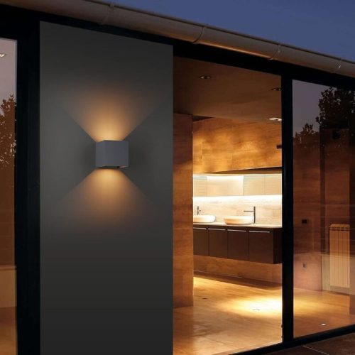 K-Bright LED vonkajšia nástenná lampa 12W, IP65 vodeodolná, antracitová, teplé biele svetlo - 1 ks