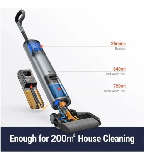 OSOTEK H200 3 v 1 bezdrôtový vysávač a mop – inteligentný čistič podláh s LED svetlom a funkciou samočistenia