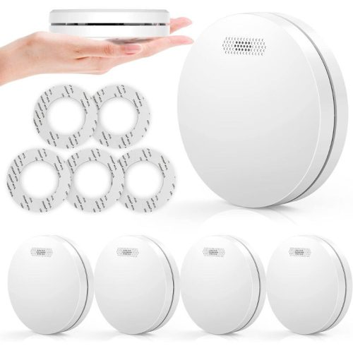 Detektor dymu Xindum 5 ks – certifikovaný TÜV, sbatériou, biely