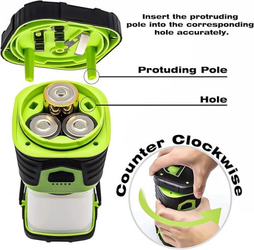 Prenosné kempingové svetlo Pngos Green LED s batériou – 10 LED diód