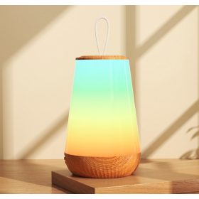   LED nočné svetlo – vzor dreva, teplé svetlo, stolová lampa do spálne