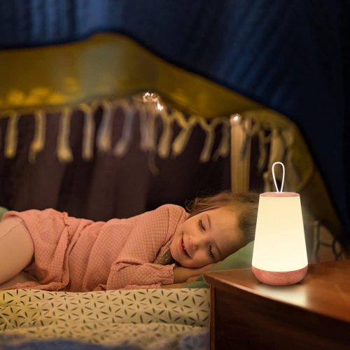 LED nočné svetlo – vzor dreva, teplé svetlo, stolová lampa do spálne