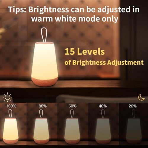 LED nočné svetlo – vzor dreva, teplé svetlo, stolová lampa do spálne