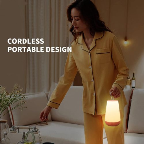 LED nočné svetlo – vzor dreva, teplé svetlo, stolová lampa do spálne