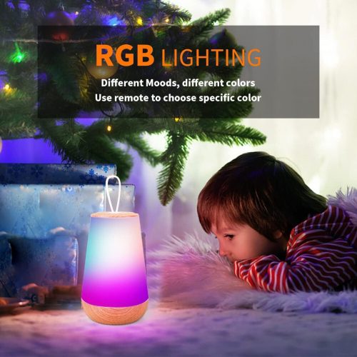 LED nočné svetlo – vzor dreva, teplé svetlo, stolová lampa do spálne