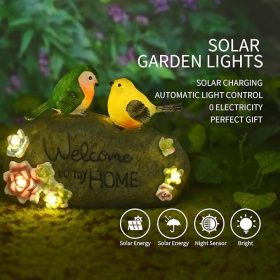   Solárne dekoratívne svetlo JeeYee Vonkajšie solárne vtáky s nápisom „Vitajte v mojom dome“ – záhradné LED