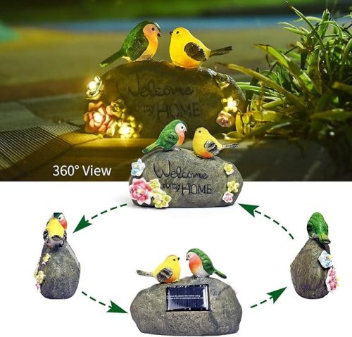Solárne dekoratívne svetlo JeeYee Vonkajšie solárne vtáky s nápisom „Vitajte v mojom dome“ – záhradné LED