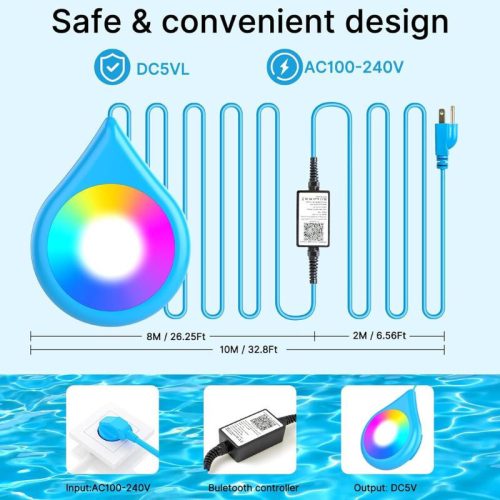 Inteligentné modré LED svetlo do bazéna – vodeodolné, úsporné